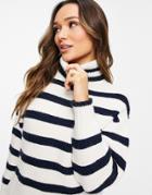 Topshop Knitted Stripe Roll Neck Sweater In Multi