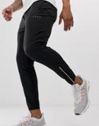 Asos 4505 Woven Skinny Tapered Running Sweatpants With Reflective Zip Detail In Black - Black