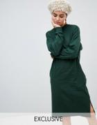 Monki Jersey Midi Dress In Dark Green
