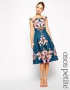 Asos Petite Vintage Winter Floral Midi Bardot Dress - Print