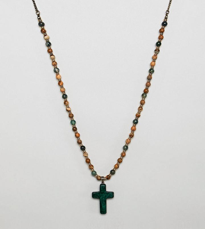 Reclaimed Vintage Inspired Beaded Necklace With Semi Precious Stones Exclusive At Asos - Green
