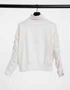 Urban Bliss Ruched Sleeve Sweater In Cream-white