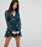 New Look Petite Green Floral Mix Romper - Green