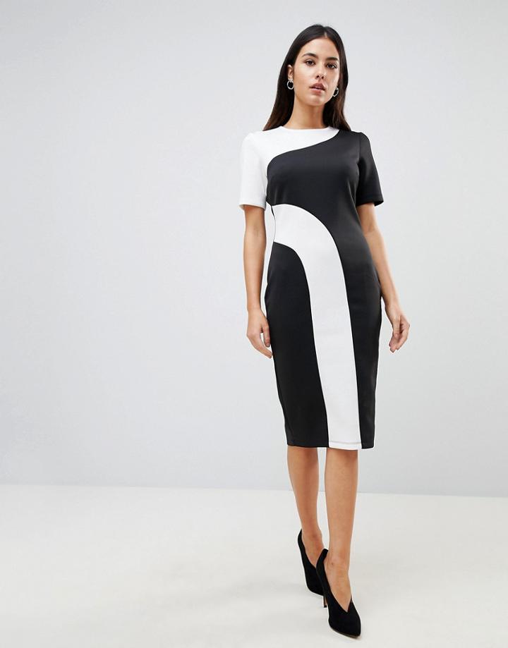 Asos Mono Color Block Midi T-shirt Dress - Multi