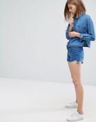 Waven Tyra Cut Away Denim Shorts - Blue