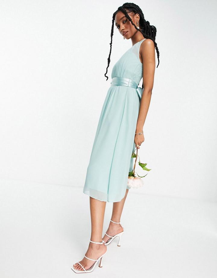Little Mistress Bridesmaids Skater Dress In Green