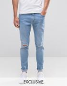Brooklyn Supply Co Light Wash Jeans With Knee Slit In Skinny Fit - Blue