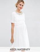 Asos Maternity Embellished Crop Top Mini Dress - White