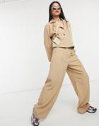 Native Youth High Waist Pleated Very Wide Leg Pants - Part Of A Set-neutral
