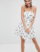 Asos Spot Stripe Bandeau Prom Mini Dress-multi