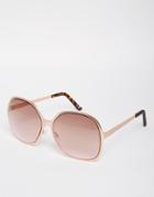 Asos Full Metal Oversized 70s Sunglasses - Rose Gold