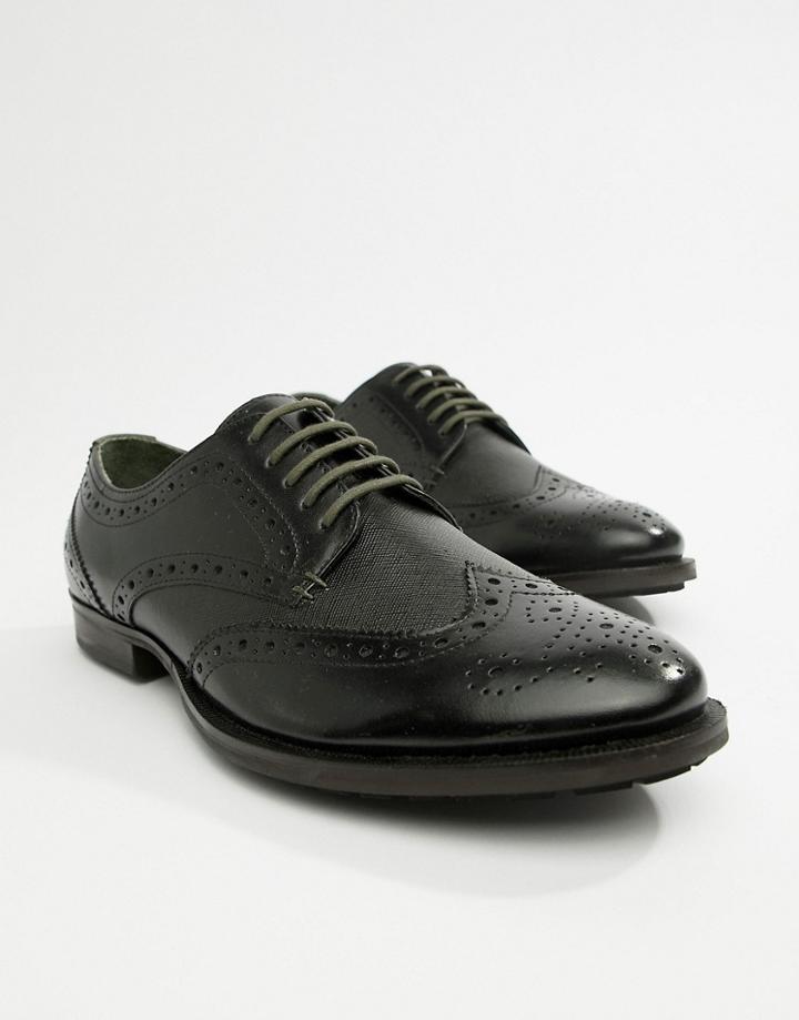 Walk London Samuel Brogues In Black Etched