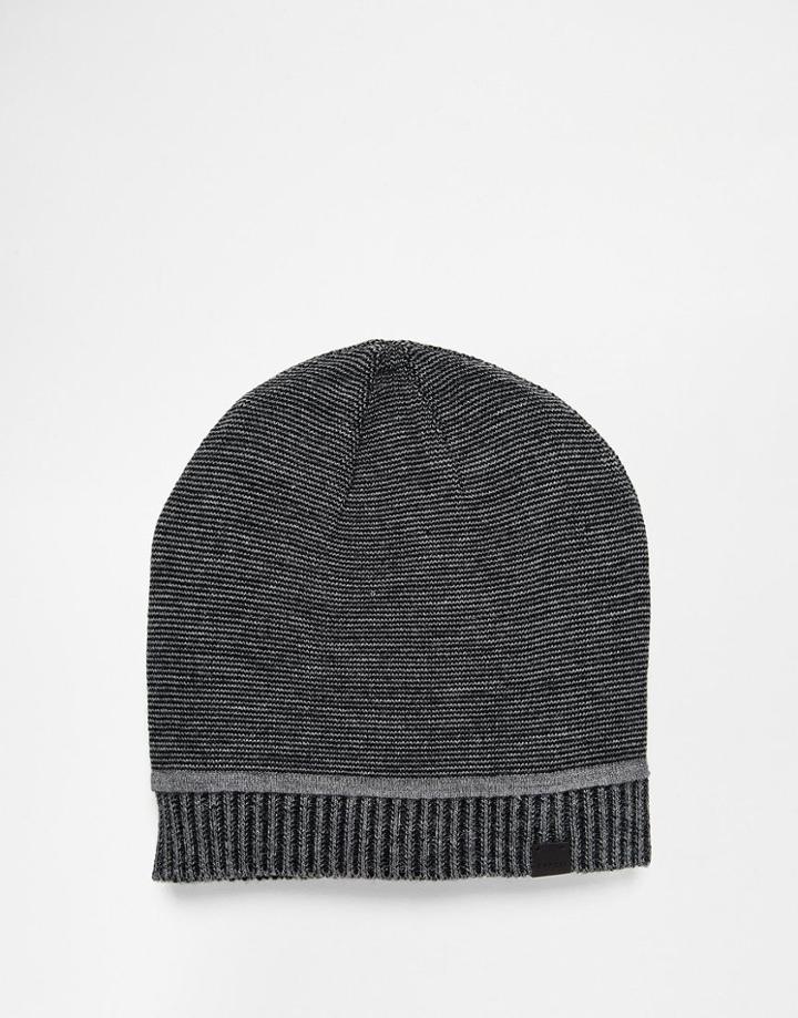 Esprit Stripe Fine Knit Beanie - Black