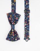 Gianni Feraud Liberty Print Ditsy Print Bow Tie-navy