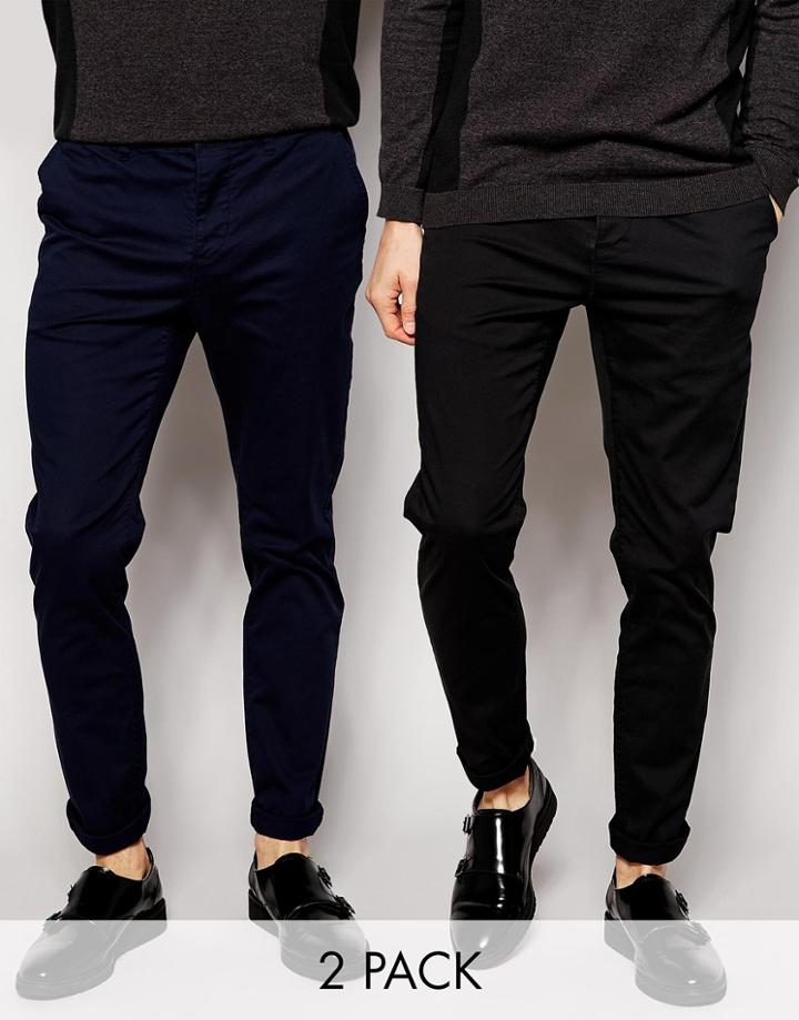 Asos 2 Pack Skinny Chinos Save 15%