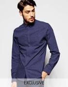 Noak Polka Dot Shirt With Micro Collar In Super Skinny Fit - Navy