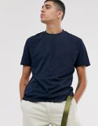 Asos Design Organic Relaxed T-shirt With Crew Neck In Navy