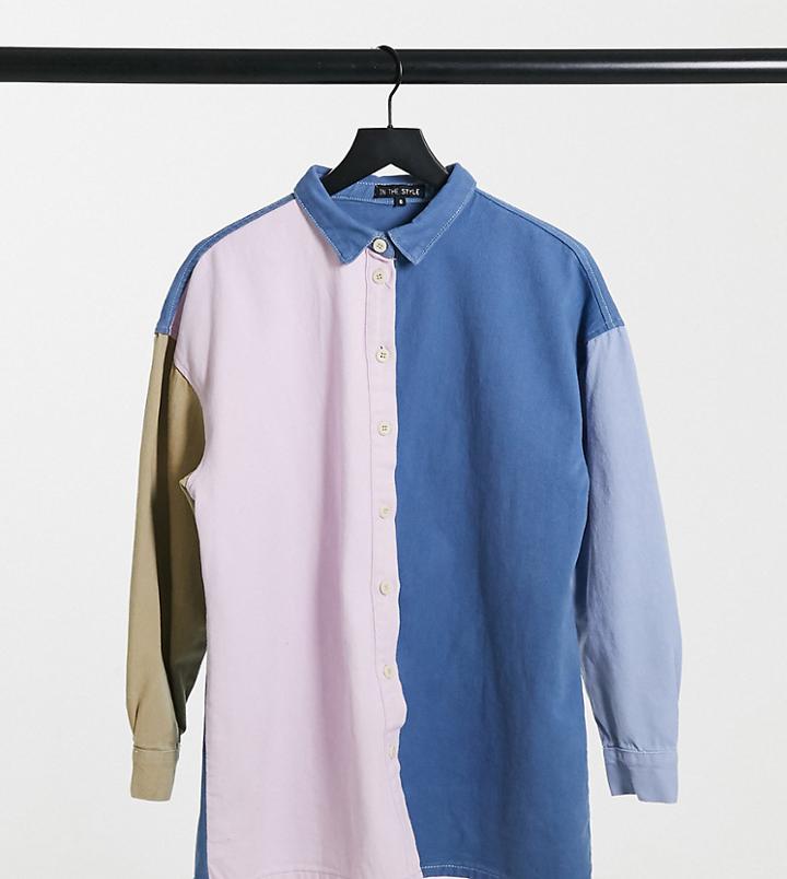 In The Style Plus X Olivia Bowen Contrast Collar Shirt In Multi