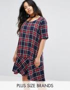 Junarose Check Dress With Drop Hem - Multi