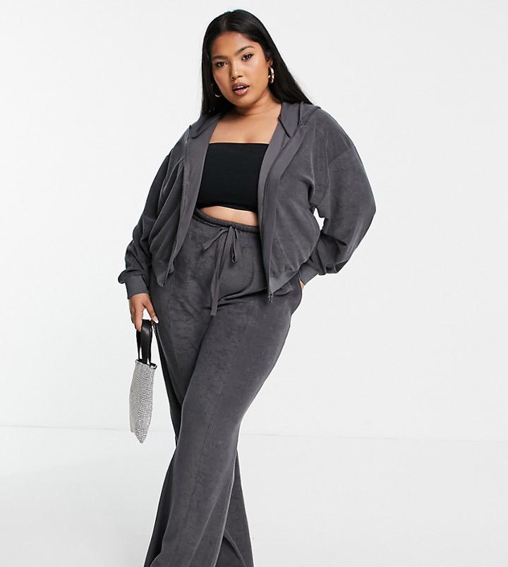 Asos Design Curve Terry Hoodie - Part Of A Set-grey