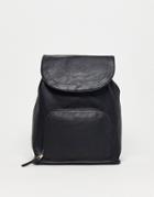 Asos Design Soft Backpack With Zip Front Pocket In Black