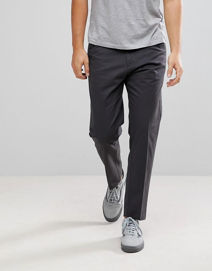 Dr Denim Ledger Asphalt Gray Chino With Turn Up - Gray
