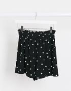 Asos Design Two-piece Shirred Waist Shorts In Polka Dot Print-multi