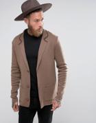 Asos Slim Fit Knitted Blazer In Light Brown - Brown