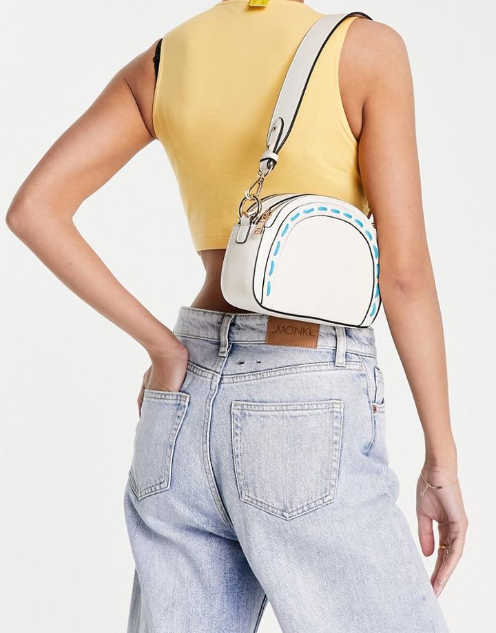 Topshop Cindy Half Moon Stitch Crossbody-white