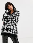 Asos Design Sweater In Oversized Houndstooth - Multi