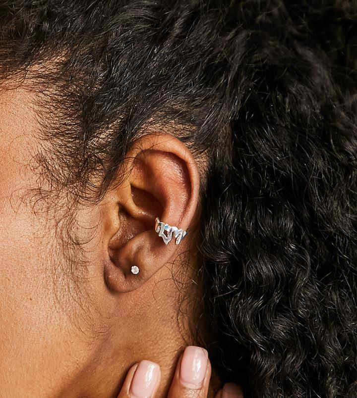 Asos Design Sterling Silver Flame Ear Cuff