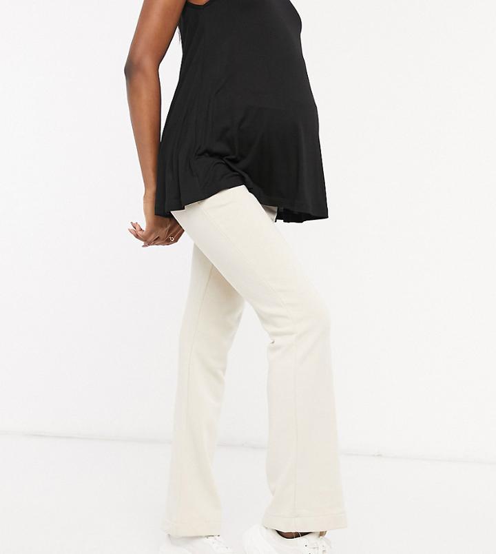 Lindex Mom Rose Brushed Cotton Lounge Flare Sweatpants In Beige-neutral