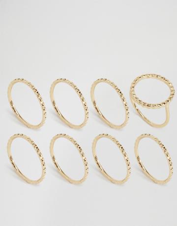 Pieces Beol Combi Multipack Rings - Gold