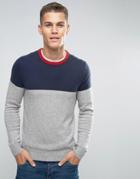 Tommy Hilfiger Sweater With Color Block In Navy - Navy