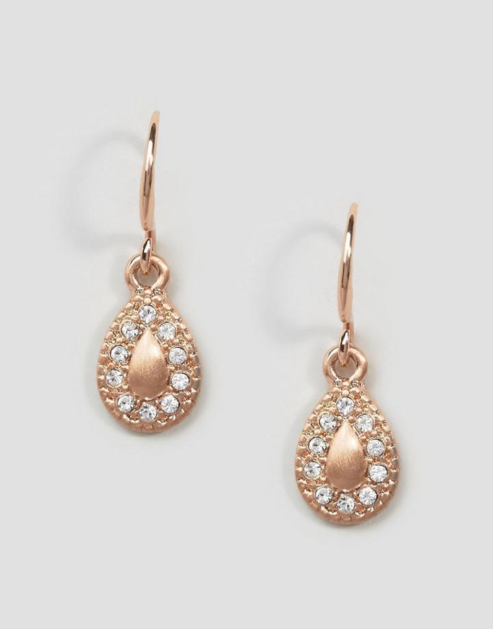Pilgrim Rose Gold Mini Drop Gem Earrings - Gold
