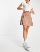 Lola May Pleated Tennis Mini Skirt In Cappuccino-brown