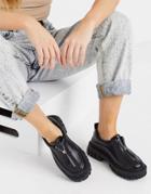 Asos Design Miya Zip Front Chunky Flat Shoes In Black