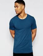 Asos Muscle T-shirt With Crew Neck In Darkest Blue Marl - Majorca Blue