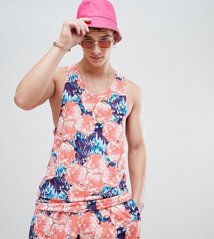 Reclaimed Vintage Inspired Festival Tank With Pink Floral Print - Pink