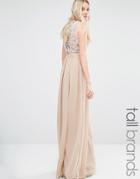 Maya Tall Delicate Maxi Dress With Embellished Back - Beige
