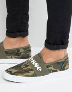 Ellesse Canvas Sneakers With Strap In Camo - Green