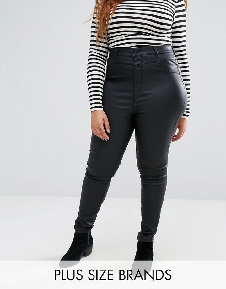 New Look Plus Black Coated Jeans - Black
