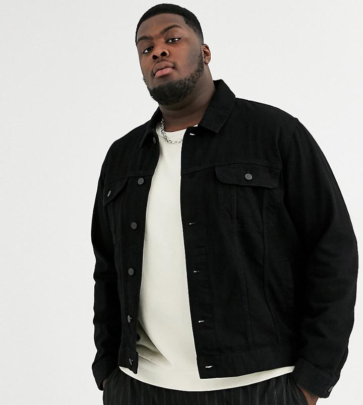 Asos Design Plus Oversized Denim Jacket In Black