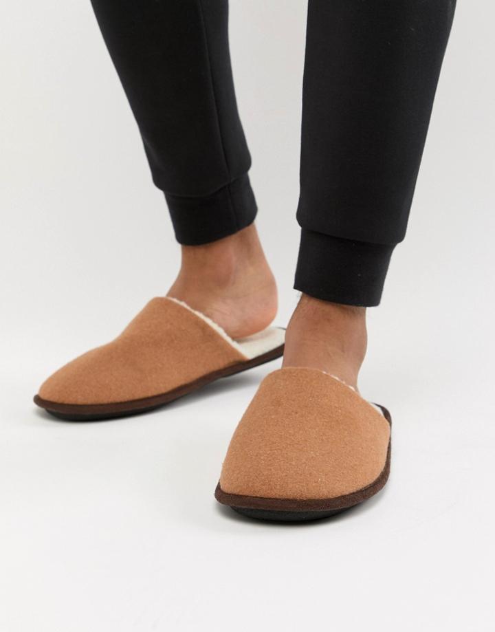 New Look Mule Slippers With Borg Lining In Tan - Tan