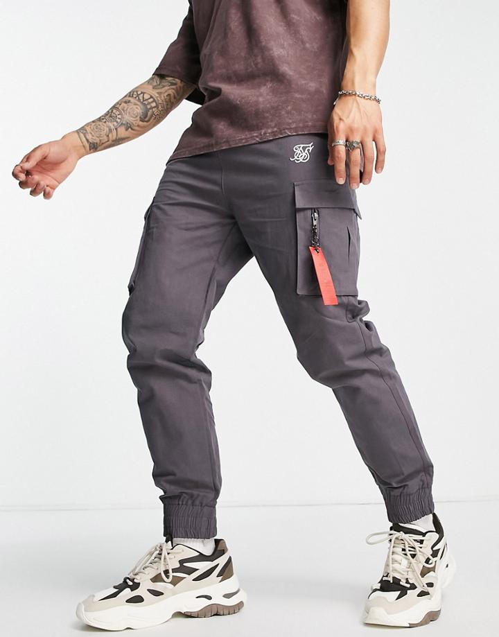 Siksilk Cargo Pants In Dark Gray With Flight Toggle