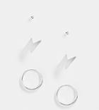 Kingsley Ryan 3-pack Hoop And Micro Stud Earrings In Sterling Silver