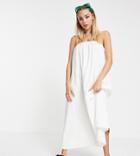 Collusion Linen Trapeze Midi Sundress In White