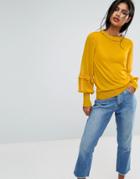 Vila Ruffle Sleeve Sweater - Gold