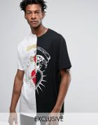 Reclaimed Vintage Inspired X Romeo & Juliet Oversized T-shirt In Black With Spliced Panels - Black