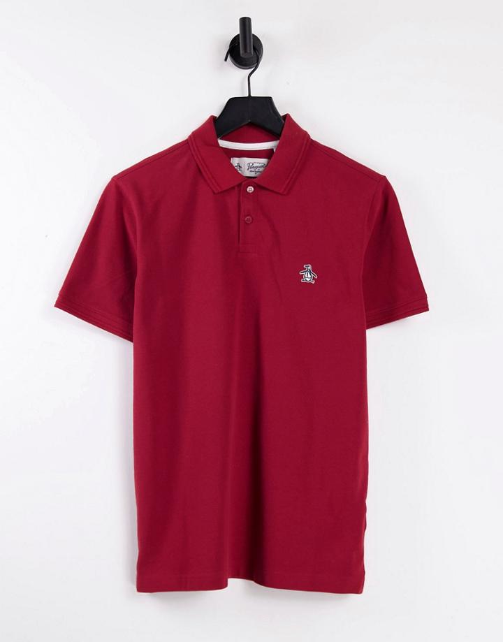 Orignal Penguin Ribbed Polo In Red
